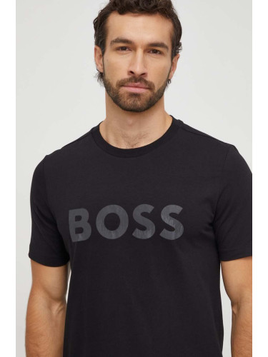 Тениска Boss Green в черно с принт 50506363