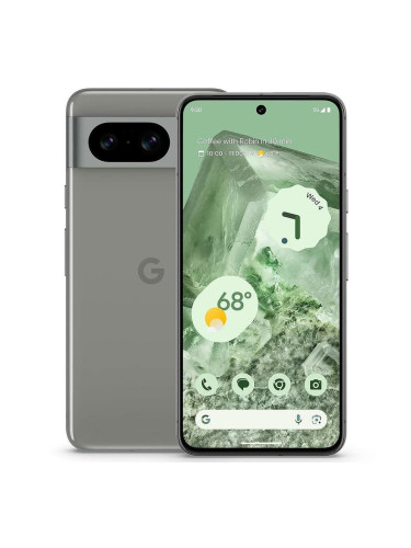Смартфон Google Pixel 8 (сив), 6.2" (15.75cm) OLED 120Hz дисплей, деветядрен Tensor G3 1x 3.0 GHz & 4x 2.45GHz & 4x 2.15GHz, 12GB RAM, 128GB Flash памет, 50 + 12 + 10.5 Mpix камери, Android, 187g