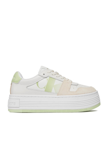 Сникърси Calvin Klein Jeans Bold Flatf Low Lace Mix Nbs Sat YW0YW01308 Bright White/Exotic Mint 02U