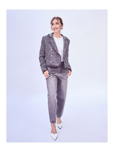 Şahika Ercümen X Koton - Yüksel Waist Denim Trousers Comfortable Fit with Pockets Non-stretch Cotton