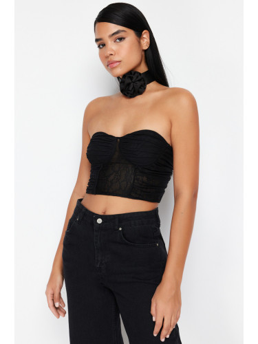 Trendyol Black Fitted Knitted Lace Bustier