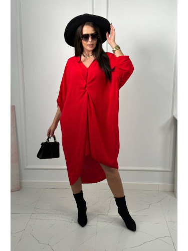 Oversize V-neck dress red