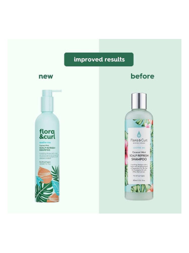 Шампоан за освежаване и успокояване на скалпа Flora&Curl Coconut Mint Scalp Refresh Shampoo, 300 мл
