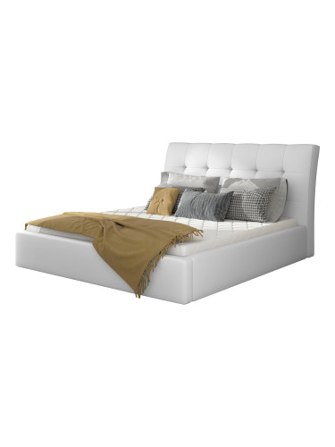 Тапицирано легло Vibrani-140 x 200-Λευκό-Με μηχανισμό ανύψωσης