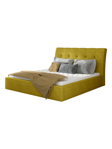 Тапицирано легло Vibrani-140 x 200-Κίτρινο-Με μηχανισμό ανύψωσης