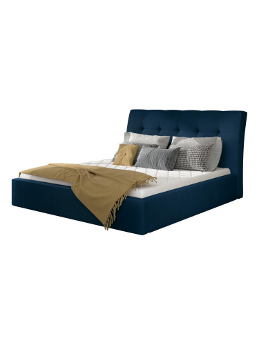 Тапицирано легло Vibrani-160 x 200-Μπλέ-Χωρίς μηχανισμό ανύψωσης