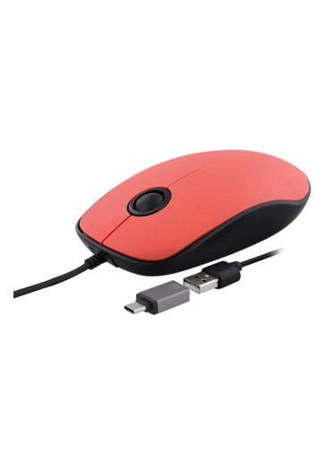 Мишка TnB Sunset, 1000 dpi, USB A/C, червена