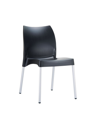 Трапезен стол RFG Vito, до 120kg, полипропилен, алуминиева база, черен