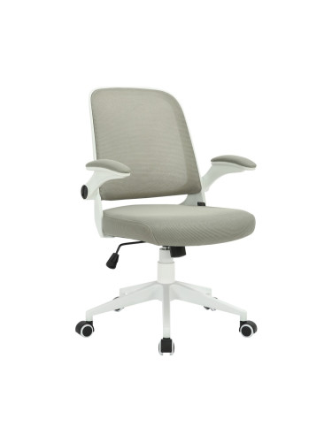 Работен стол RFG Pretty White W, до 120кг, дамаска/меш, полипропиленова база, Tilt механизъм, коригиране на височината, заключване в позиция, сив