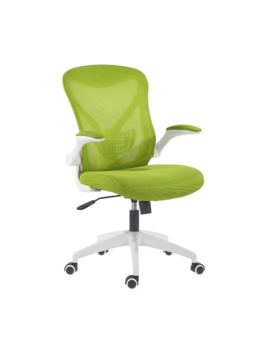 Работен стол RFG Jolly White W, до 120кг, дамаска/меш, полипропиленова база, Tilt механизъм, коригиране на височината, лумбална опора, зелен