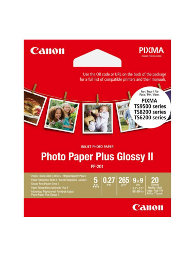 Фотохартия Canon PP-201, 8.9x8.9 cm, 265 g/m2, 20 листа