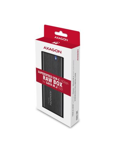 Кутия AXAGON EEM2-SBC, за M.2 (2230/2242/2280) SSD, SATA, USB-C 3.2 Gen2, черна