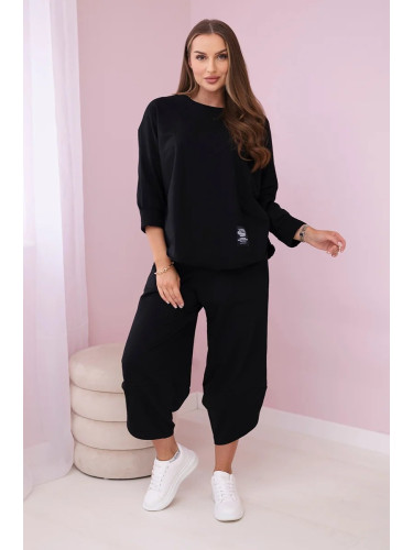 Set of cotton sweatshirt and trousers in black