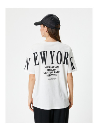 Koton New York T-Shirt Back Printed Short Sleeve Crew Neck Comfort Fit Cotton