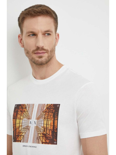 Памучна тениска Armani Exchange в бяло с принт 3DZTHV ZJBYZ