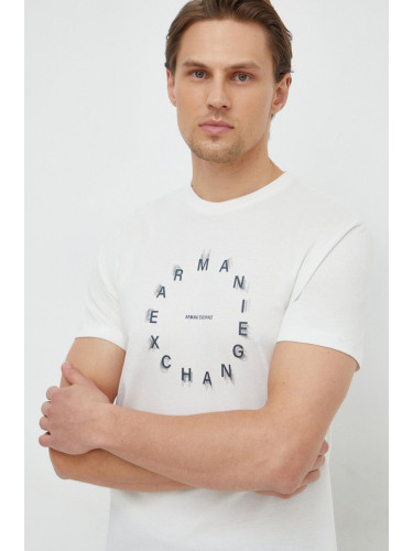 Памучна тениска Armani Exchange в бежово с принт 3DZTBJ ZJ9TZ