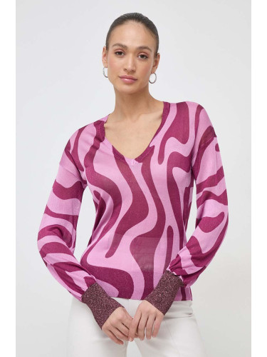 Пуловер Liu Jo дамски в розово от лека материя