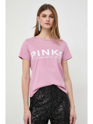 Памучна тениска Pinko в розово 100535.A1LV