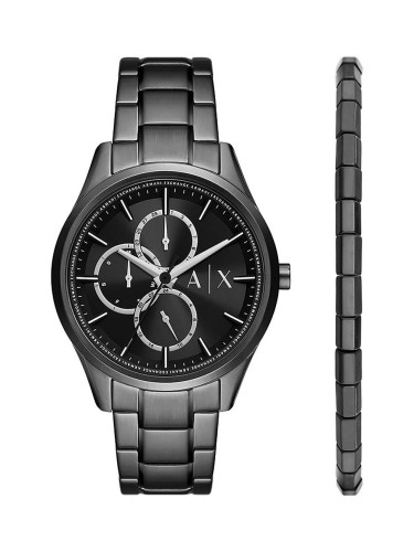 Часовник и гривна Armani Exchange в черно