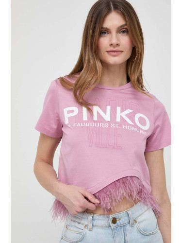 Памучна тениска Pinko в розово 103130.A1LV