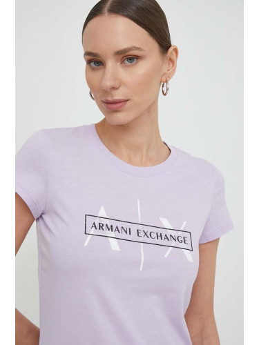 Памучна тениска Armani Exchange в лилаво 3DYT46 YJ3RZ