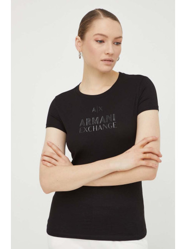 Памучна тениска Armani Exchange в черно 3DYT11 YJG3Z