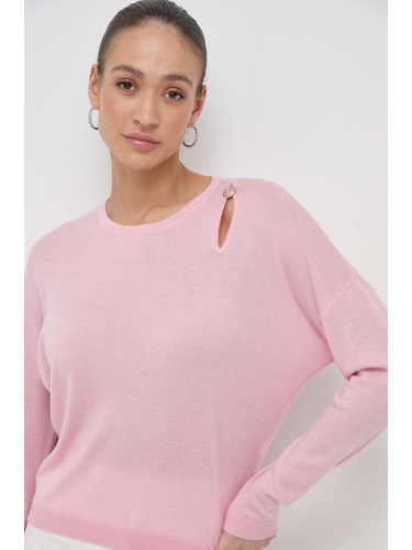 Вълнен пуловер Liu Jo дамски в розово от лека материя