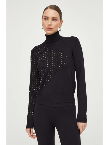 Пуловер Liu Jo дамски в черно от лека материя с поло