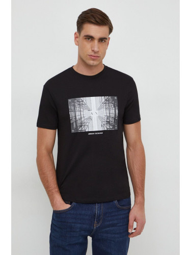 Памучна тениска Armani Exchange в черно с принт 3DZTHV ZJBYZ