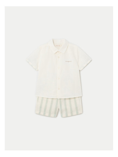 Mayoral Комплект от риза и текстилни шорти 1248 Бял Regular Fit