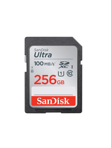Карта памет 256GB SDHC, Sandisk Ultra, UHS-I, скорост на четене 100MB/s