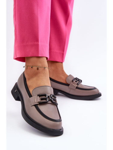 Elegant women's leather loafers, dark beige Triana