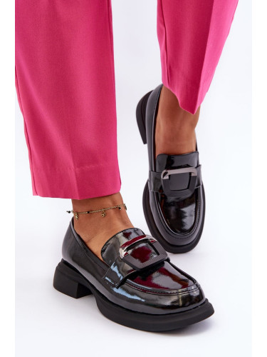 Women's patent leather loafers Black Fidodia