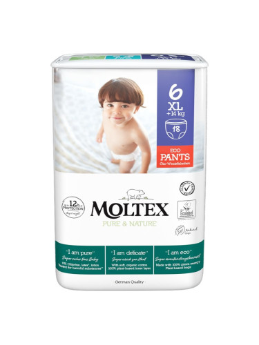 Moltex Pure & Nature XL Size 6 еднократни пелени гащички 14+ kg 18 бр.