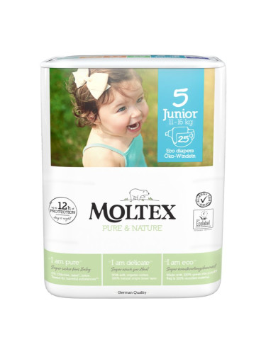 Moltex Pure & Nature Junior Size 5 еднократни ЕКО пелени 11-16 kg 25 бр.