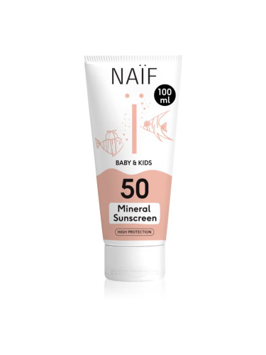 Naif Baby & Kids Mineral Sunscreen SPF 50 слънцезащитни продукти за бебета и деца SPF 50 100 мл.