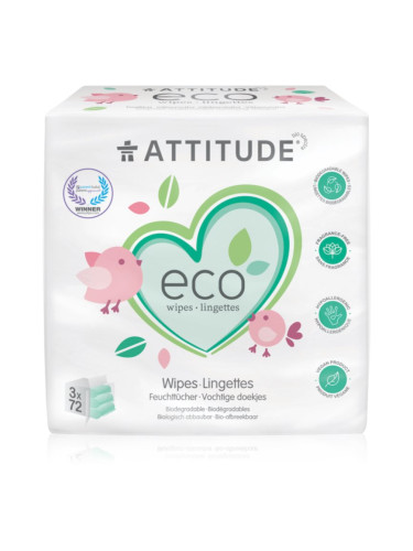 Attitude Eco мокри кърпички без аромат 3x72 бр.