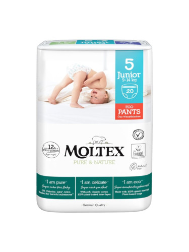 Moltex Pure & Nature Junior Size 5 еднократни пелени гащички 9-14 kg 20 бр.