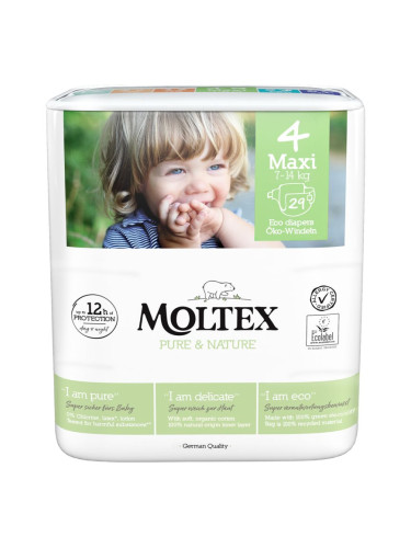 Moltex Pure & Nature Maxi Size 4 еднократни ЕКО пелени 7-14 kg 29 бр.