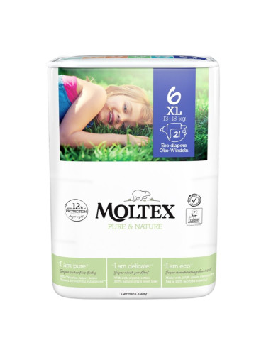 Moltex Pure & Nature XL Size 6 еднократни ЕКО пелени 13-18 kg 21 бр.