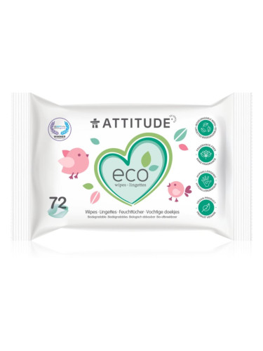 Attitude Eco мокри кърпички без аромат 72 бр.