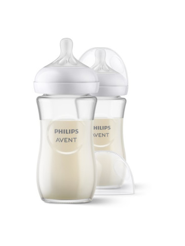 Philips Avent Natural Response Pure Glass бебешко шише 1 m+ 2x240 мл.