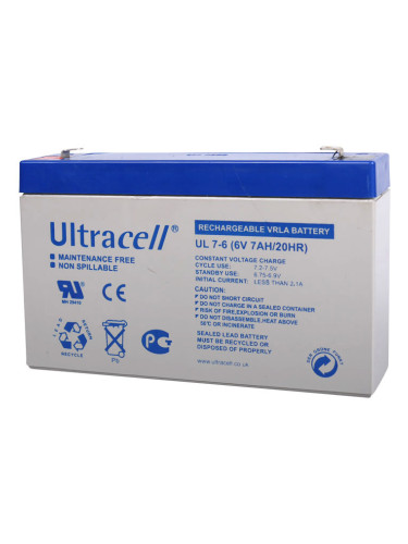 Оловни батерии Ultracell 6V 7Ah F1