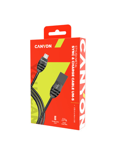 CANYON UM-5, Micro USB 2.0 standard cable, Power & Data output, 5V 2A,