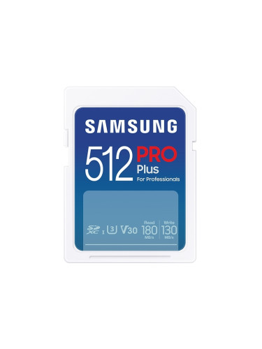 Памет Samsung 512GB SD Card PRO Plus, UHS-I, Class10, Read 180MB/s - W