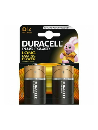 Алкална батерия DURACELL LR20 D PLUS /2 бр. в опаковка/ 1.5V
