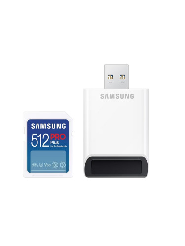 Памет Samsung 512GB SD PRO Plus + USB Reader, Class10, Read 180MB/s - 