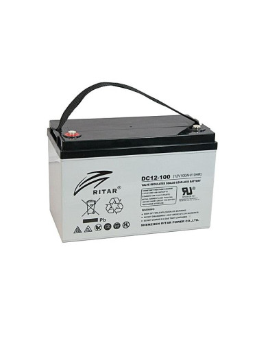 Оловна AGM Deep cycle батерия RITAR (DC12-100), 12V, 100Ah, F12/M8, За
