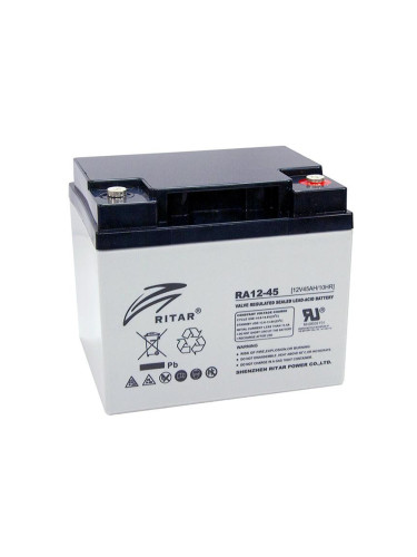 Оловна Батерия RITAR (RA12-45) AGM, 12V, 45 Ah, 198/ 166/ 169 mm, Терм