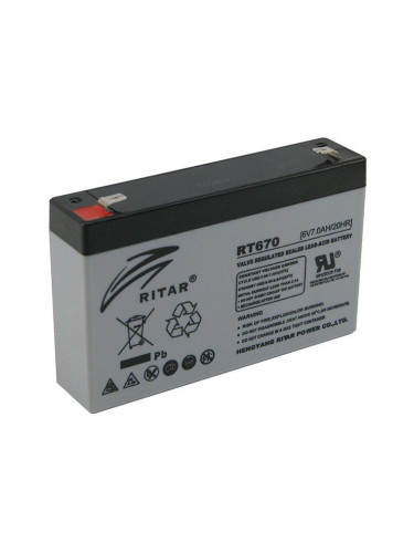 Оловна батерия RITAR, (RT670) AGM, 6V, 7Ah, 151 /34 /94 mm, Терминал1 